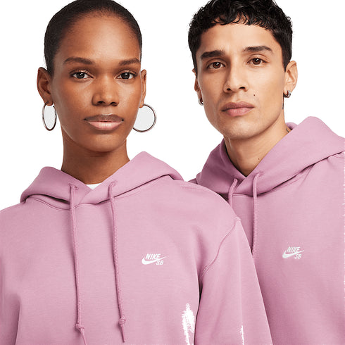 Nike SB Essential Logo Fleece Po Sweat Hood - Plum Dust / White - Streetart.fr