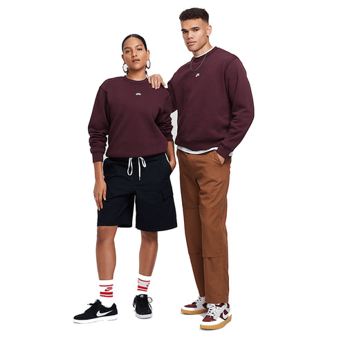 Nike SB Fleece Crew Essential Logo - Burgundy Crush / White - Streetart.fr