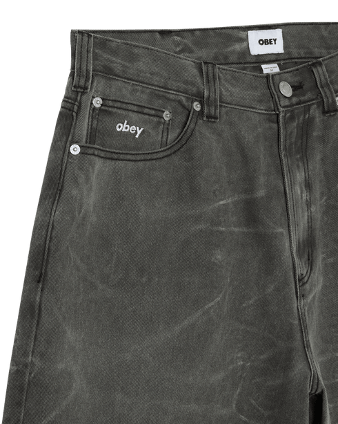 Obey Bigwig Baggy Denim Short - Black Wrinkle Wash - Streetart.fr