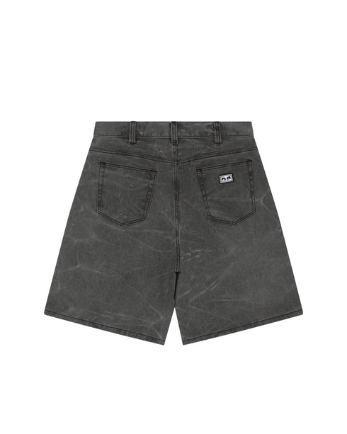 Obey Bigwig Baggy Denim Short - Black Wrinkle Wash - Streetart.fr