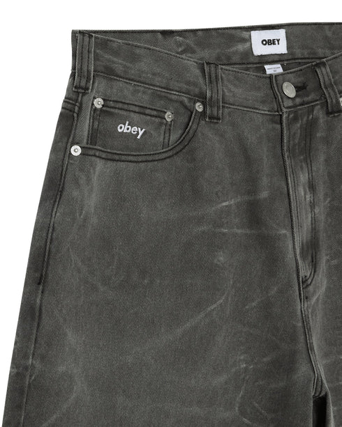 Obey Bigwig Baggy Denim Short - Black Wrinkle Wash - Streetart.fr