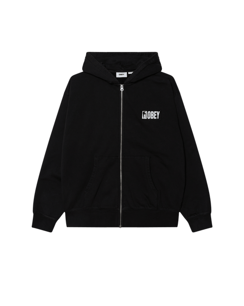 Obey Margin Faded Zip Hood Zip - Digital Black - Streetart.fr