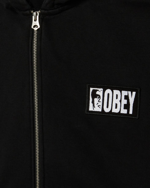Obey Margin Faded Zip Hood Zip - Digital Black - Streetart.fr