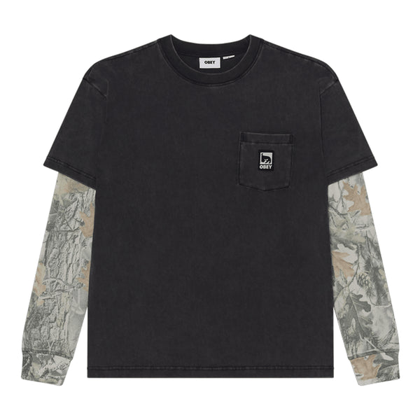 Obey Post 2Fer L/S T-Shirt - Dusty Black / Limo Multi - Streetart.fr