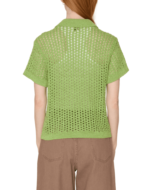 Obey Women Milly Open Knit Sweater Chemise - Light Green Multi - Streetart.fr