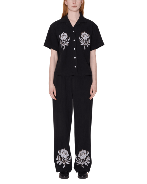Obey Women Roses Embellished Shirt - Off Black - Streetart.fr
