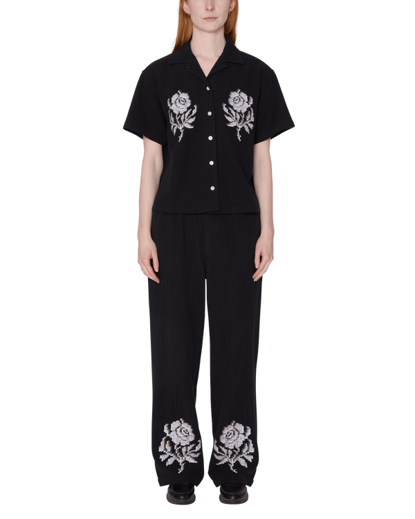 Obey Women Roses Embellished Shirt - Off Black - Streetart.fr