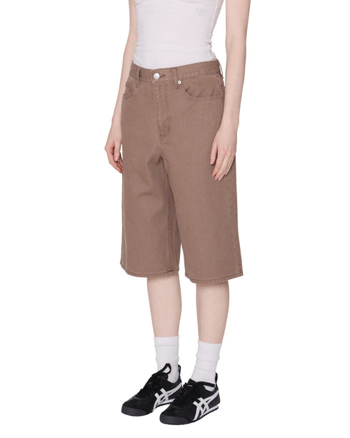 Obey Womens Karina Long Denim Short - Walnut - Streetart.fr