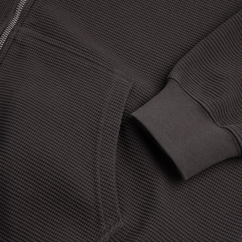 Polar Waffle Zip Hoodie - Dirty Black — vue 4