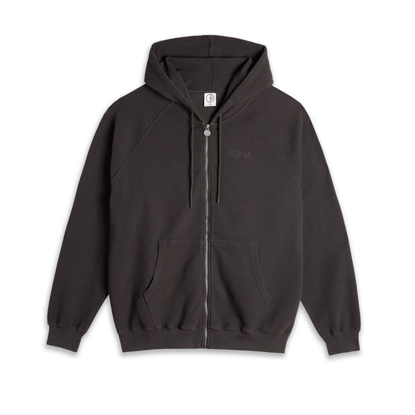 Polar Waffle Zip Hoodie - Dirty Black — sweat à capuche Polar Skate Co.