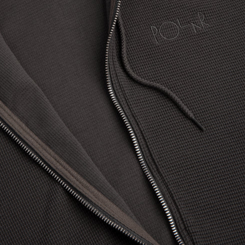 Polar Waffle Zip Hoodie - Dirty Black — vue 5