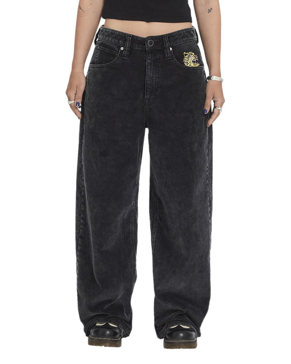 Volcom Women Fa Ozzy Cord Pant - Light Acid Black - Streetart.fr