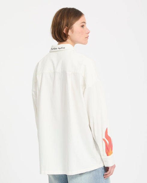 Volcom Womens Fa Mickey Mason Shirt - Off White - Streetart.fr