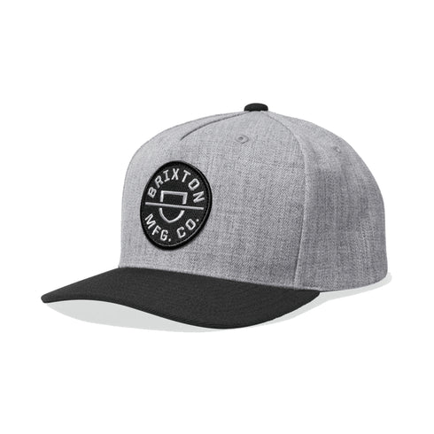 Brixton Crest C Mp Snapback Cap - Heather Grey / Black — casquette
