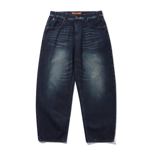 Butter Serif Baggy Denim Jeans - Worn Dark Indigo - Streetart.fr