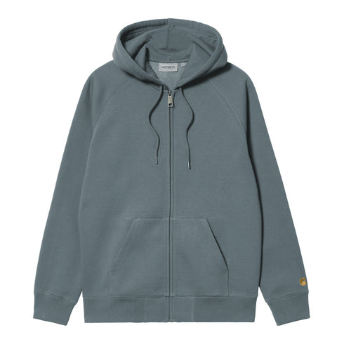 Carhartt WIP Hooded Chase Jacket Sweat Zip - Cozy Blue / Gold — sweatshirt