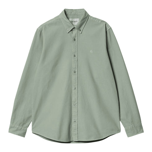 Carhartt WIP L/S Bolton Ls Shirt Glassy Teal Garment Dyed — t-shirt manches longues