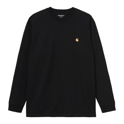 Carhartt WIP L/S Chase T-Shirt - Black / Gold - Streetart.fr