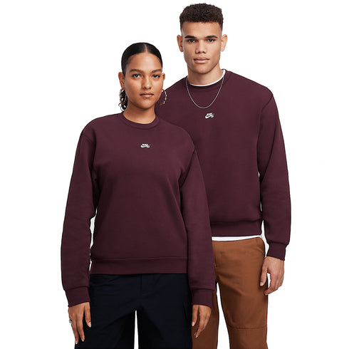 Nike SB Fleece Crew Essential Logo - Burgundy Crush / White — sweatshirt