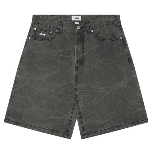 Obey Bigwig Baggy Denim Short - Black Wrinkle Wash - Streetart.fr