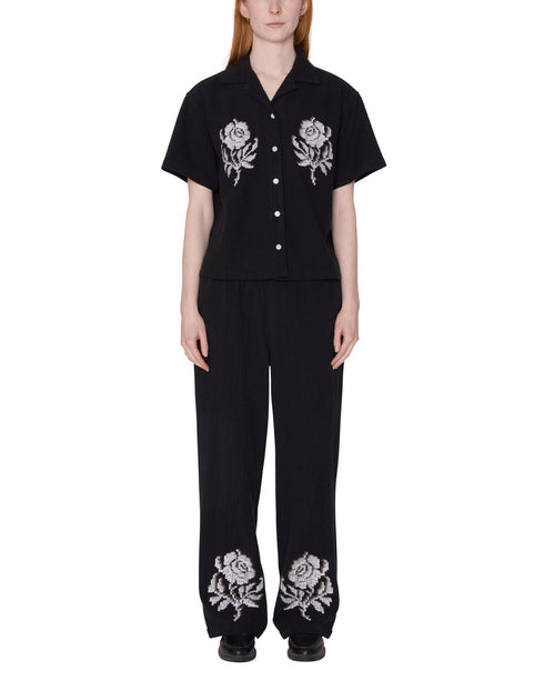 Obey Women Roses Embellished Shirt - Off Black - Streetart.fr